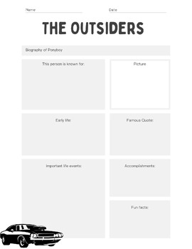 Preview of The Outsiders: Ponyboy Biography