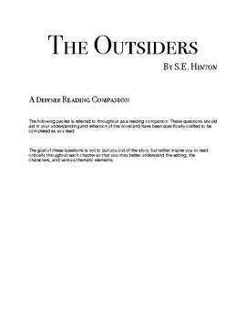 Preview of The Outsiders Reading Companion (High School)