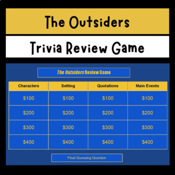 Preview of The Outsiders Review Game | The Outsiders Novel Review Trivia