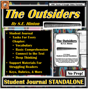 Preview of The Outsiders | STUDENT JOURNAL | Reading Guide | Book /Novel Study | S.E Hinton