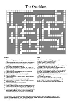 Similar to The Outsider vocabulary test Crossword - WordMint