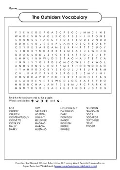 Preview of The Outsiders Word Search