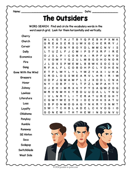 The Outsiders Word Search Puzzle by Puzzles to Print | TpT