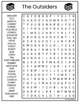 The Outsiders Word Search Puzzle and Social Activity by Puzzle Expert