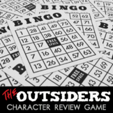 The Outsiders by S.E. Hinton — Character Review Game BINGO