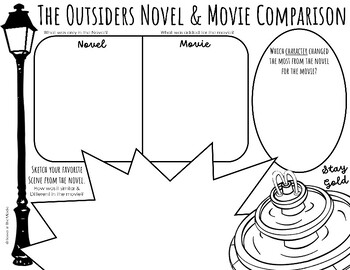 Preview of The Outsiders - S.E. Hinton - Creative Doodle Notes - Novel and Movie Comparison