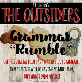 Preview of The Outsiders by S.E. Hinton - Digital Escape Room - Grammar Study - Novel Study