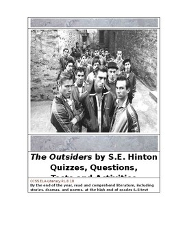 Preview of The Outsiders by S. E. Hinton Quizzes, Questions, Tests and Activities