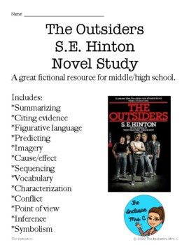 Preview of The Outsiders by S.E. Hinton novel study sample ch. 1-3