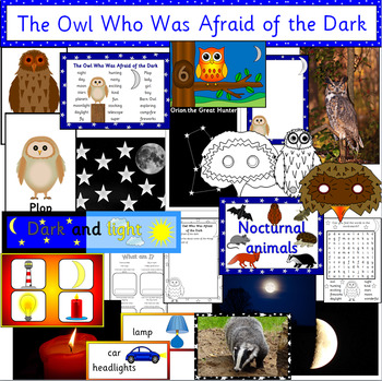 Preview of The Owl Who Was Afraid of the Dark book study- Light & Dark + Nocturnal animals