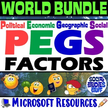 Preview of The PEGS Factors World Region Bundle | Explore Social Studies Themes | Microsoft