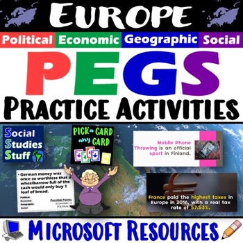 Preview of The PEGS Factors of Europe 5-E Lesson | Practice Activities and Game | Microsoft