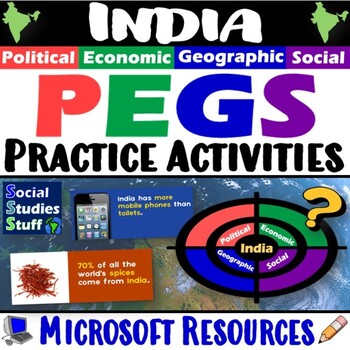 Preview of The PEGS Factors of India 5E Lesson | South Asia Practice Activities | Microsoft