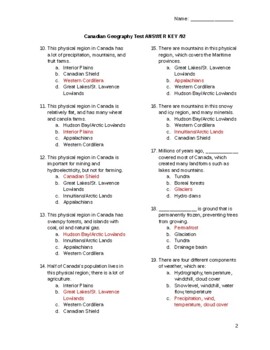 The PERFECT Canadian Geography Test ANSWER KEY TPT   Original 8386862 2 