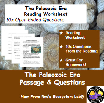 Preview of The Paleozoic Era Reading Worksheet **Editable**