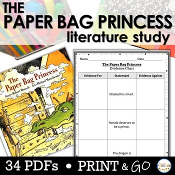Preview of The Paper Bag Princess | Literature Study| Distance Learning Printables