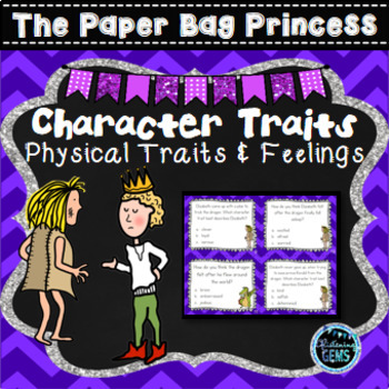 Preview of The Paper Bag Princess Character Trait Task Cards | Fairy Tales Activity