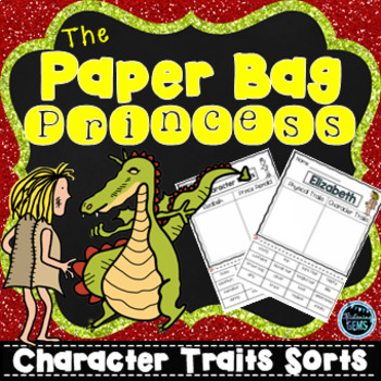 Preview of The Paper Bag Princess Character Traits Sorting | Fairy Tale Activities