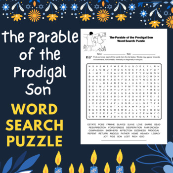 Preview of The Parable of the Prodigal Son Word Search Puzzle - Parables of Jesus Activity