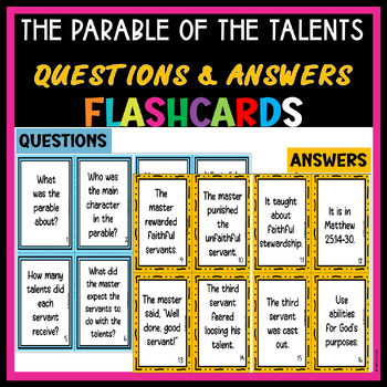 Preview of The Parable of the Talents Bible Story Questions & Answers Flashcards