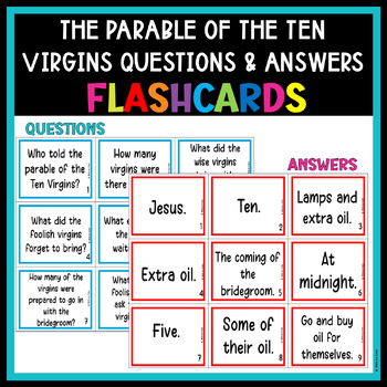 Preview of The Parable of the Ten Virgins Bible Story Questions & Answers Flashcards
