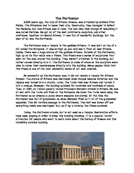 Preview of The Parthenon Main Idea