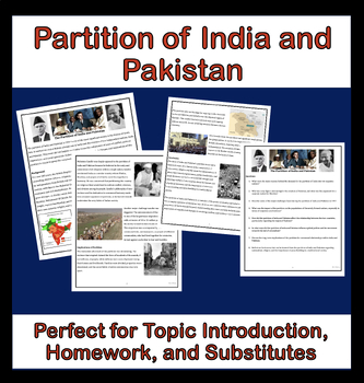 Preview of The Partition of India and Pakistan Reading & Questions