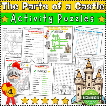 Preview of The Parts of a Castle Activity Puzzles: Word Scramble - Word Search - Crossword