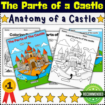 Preview of The Parts of a Castle - Anatomy of a Castle - Labeling/Coloring ✅No Prep✅
