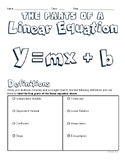 The Parts of a Linear Equation (y=mx+b) Worksheet
