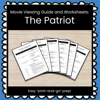 Preview of The Patriot Viewing Guide & Worksheets (The American Revolution)