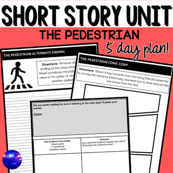 Preview of The Pedestrian Full-Week ELA Unit Plan, Socratic Seminar, Choice Board, Slides