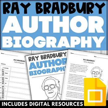 Preview of Ray Bradbury Author Biography - Informational Handout & Worksheets for Any Story