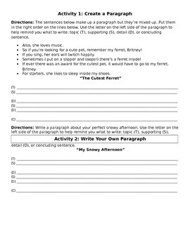 The Perfect Paragraph Writing Activity by Lessen Planning | TpT