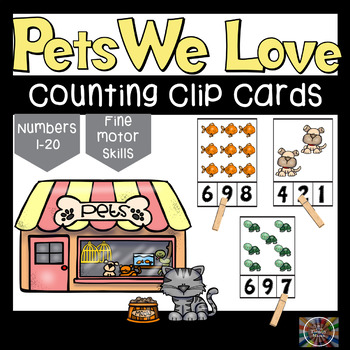 Preview of Pets Count and Clip Number Cards