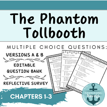 Preview of The Phantom Tollbooth Multiple Choice Questions - Chapters 1-3 (Versions A & B)