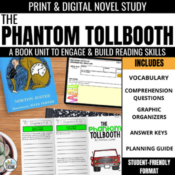 Preview of The Phantom Tollbooth Novel Study Activities Book Unit w/ Comprehension & Vocab