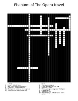 The Phantom of The Opera Novel Crossword by Ex Nihilo Arts and Culture