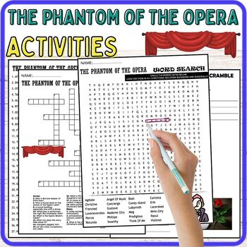 The Phantom of the Opera Vocabulary Novel Study Wordsearch Crosswords