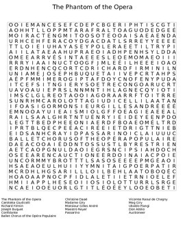 The Phantom of the Opera Wordsearch by Ex Nihilo Arts and Culture