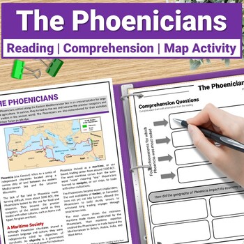 Preview of Phoenicians Informational Test Reading Comprehension and Map Activity