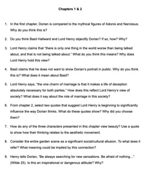 Preview of The Picture of Dorian Gray - Discussion Questions