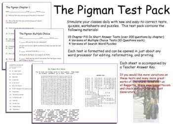 Preview of The Pigman Test Pack