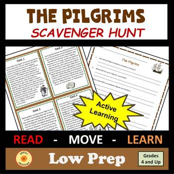 Preview of The Pilgrims Thanksgiving Activity Scavenger Hunt with Easel Option