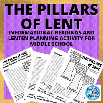 Preview of The Pillars of Lent Readings and Lenten Planning Activity for Middle School