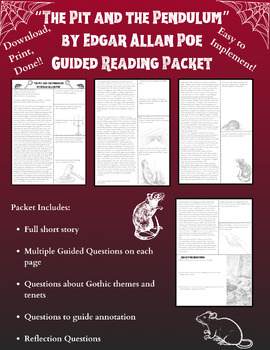 Preview of The Pit and the Pendulum by Edgar Allan Poe - Guided Reading Packet