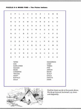 The Plains Indians (4) poem worksheet and puzzle by Andy Almonte