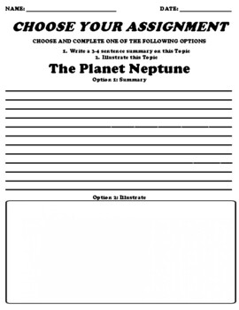 Preview of The Planet Neptune Choice Board Worksheet