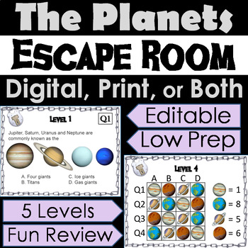 Preview of Inner & Outer Planets of the Solar System Activity Escape Room (Space Science)