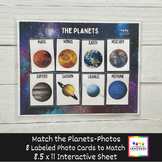 The Planets Photo Match Activity, 8 Labeled Planets to Mat